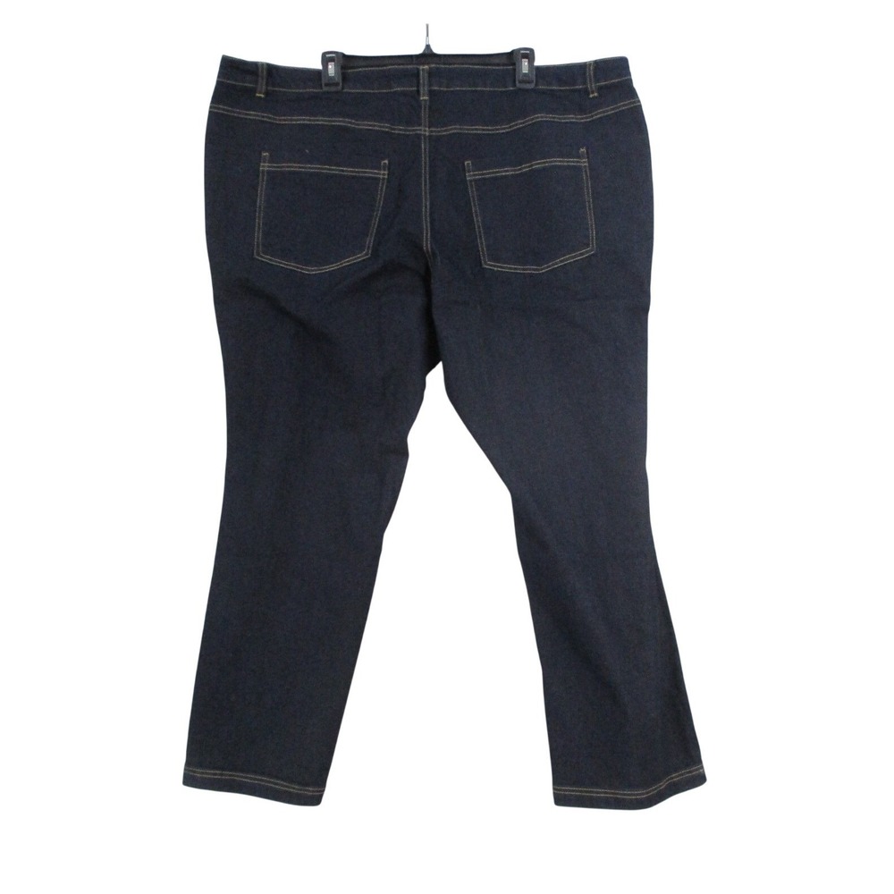 Woman Within Womens 24W Petite Dark Wash‎ Denim Straight Leg Stretch Jeans 08021